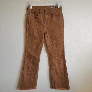 BlankNYC The Varick Kick Flare Reptile Ankle Fringe Trim Ankle Pant Size 25